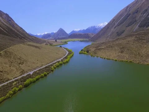 Flight over a lake Stock Footage 74215674