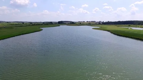 Flight over the lake Stock Footage 76121018