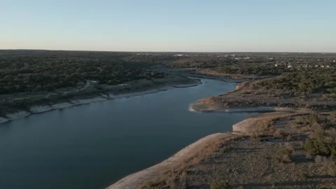 A Flight Over Lake Georgetown Texas - Jim Hogg Park waterfront Video stock 264970237