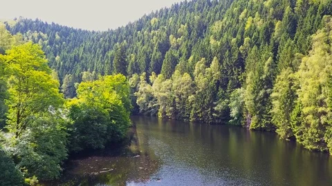 Flight over the Lake in the Harz Stock Footage 77872773