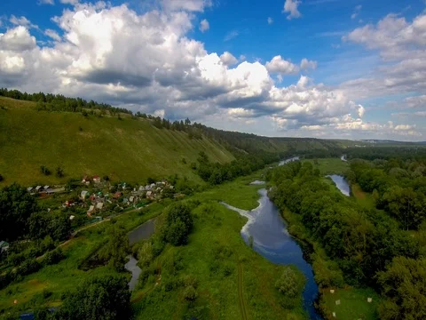 Flight over lake river. Stock Footage 77483769