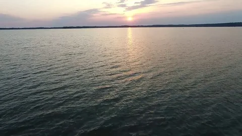 Flight over the lake sundown Stock Footage 99118819