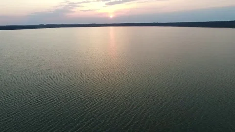 Flight over the lake sundown Stock Footage 99118830