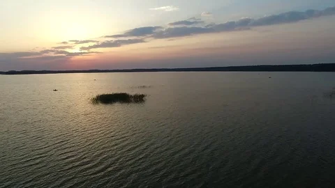 Flight over the lake sundown Stock Footage 99118861