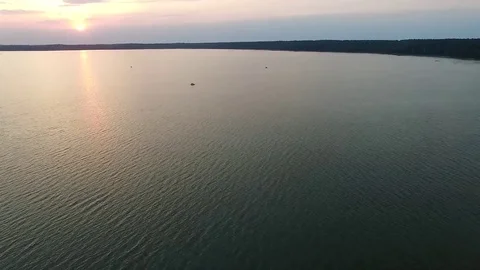 Flight over the lake sundown Stock Footage 99118954