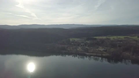 Flight over a lake in winter 4k 02 Stock Footage 148569236