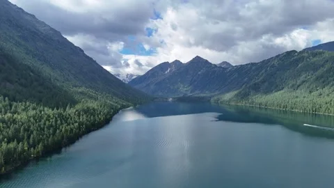 Flight over the lakes in the Altai Mountains Stock Footage 345036882
