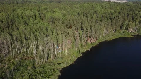 Flight over lakes and forests in Karelia in Russia. Stock-Footage 156537155