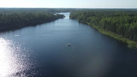 Flight over lakes and forests in Karelia in Russia. Stock-Footage 156537297