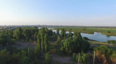 Flight over lakes and road in Rostov-on-Don Vídeo Stock 56929121