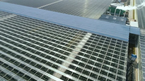 Flight over a large agricultural complex. Perfect structure. Industrial Stock Footage 137867311