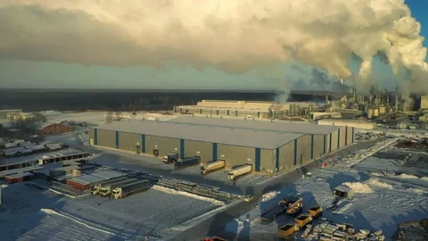 A flight over a large industrial enterprise Stock Footage 169840369