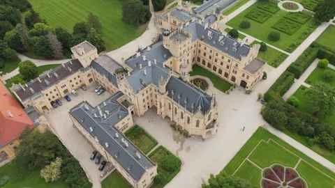 Flight over Lednice Chateau, Czech Republic Stock Footage 337115050