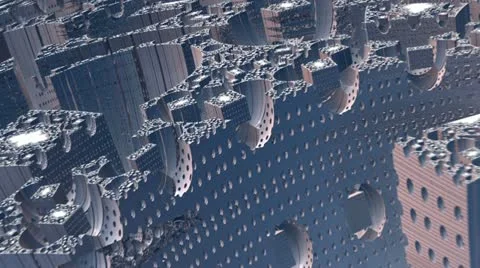 Flight over lilac alien complex structures n1050 Stock Footage 12173146