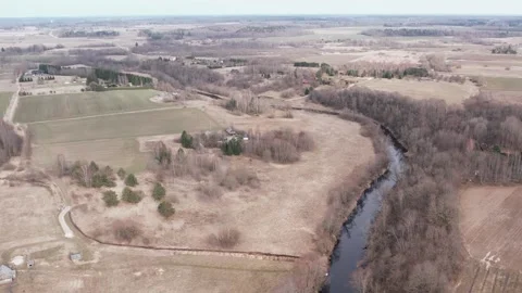 Flight over Lithuania fields Stock Footage 269404169