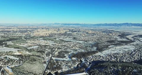 Flight Over Long Road Leading Into Big City Modern Buildings Heating Plant 스톡 동영상 300475007