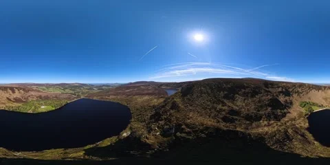 Flight Over Lough Bray Lower towards Lough Bray Upper Stock Footage 344044452