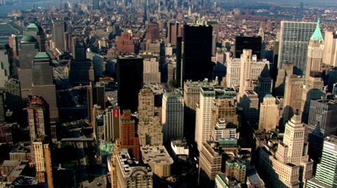 Flight over Manhattan to view of Ground Zero. Shot in 2003. Stock Footage 59522035