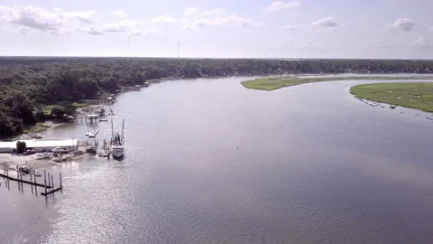 Flight over the Maye River in South Carolina Stock Footage 135820938