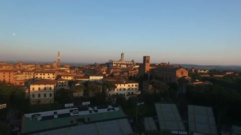 Flight over a medieval Town of Siena Stock Footage 64291517