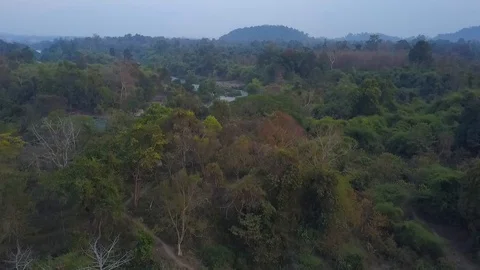 Flight over the Mekong River, Laos. Aerial video. Stock Footage 101934786