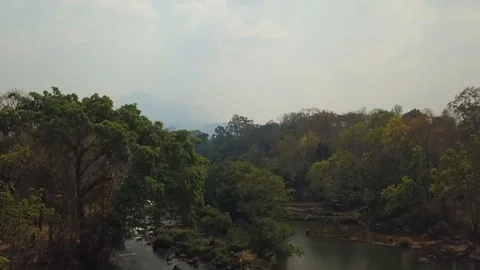 Flight over the Mekong River, Laos. Aerial video. Stock Footage 101948943