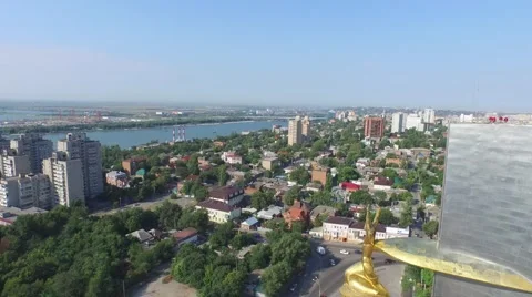Flight over memorial in centre Rostov-on-Don Stock-Footage 56930168