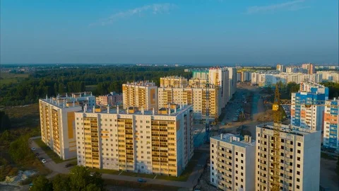 Flight over the micro district of the city Stock Footage 79774525
