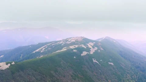 Flight over the misty mountain Syvulya Stock Footage 171445787