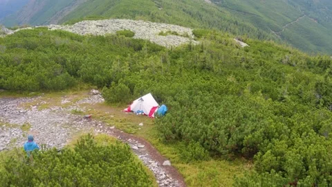 Flight over the misty mountain Syvulya Stock Footage 171446090