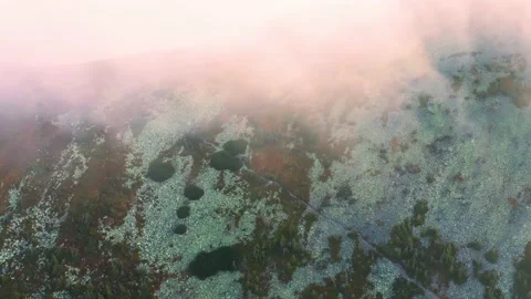 Flight over the misty mountain Syvulya Stock Footage 171446397