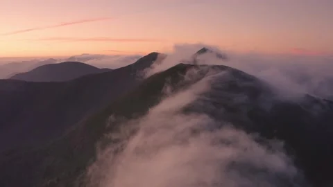 Flight over the misty mountain Syvulya Stock Footage 171446543