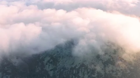 Flight over the misty mountain Syvulya Stock Footage 171446641