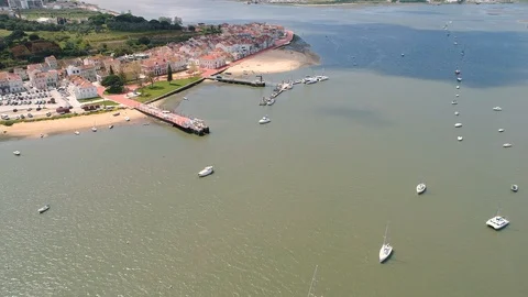 Flight Over Moored Yachts and Boats near Embankment Stock Footage 89885886