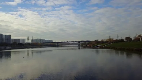 Flight over the Moscow river Stock Footage 82864748