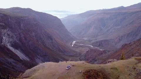 Flight over the mountain. Beautiful top view mountain range and river Stock Footage 142419017