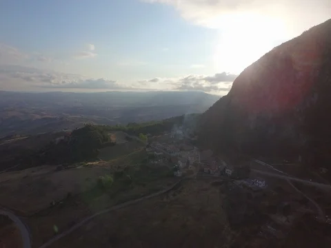 Flight over the mountain with flare Stock Footage 72171464