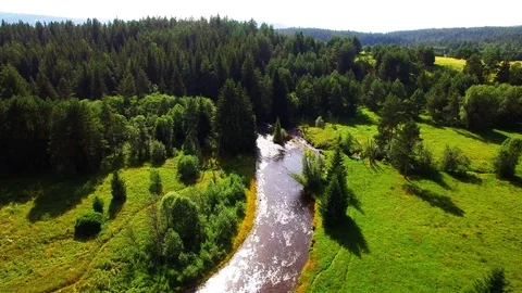 Flight over mountain forest. Nature from above. Stock Footage 113413391