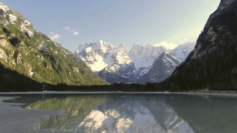 Flight over mountain lake and mountains. Stock Footage 107387491