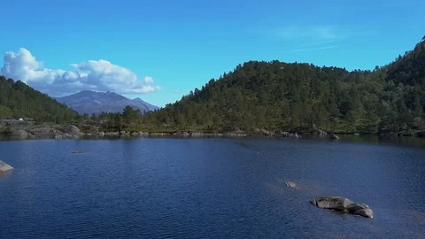 Flight over a mountain lake. Stock Footage 95082631