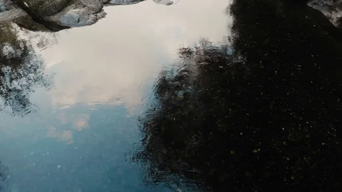 Flight over the mountain river between rocks and vegetation Stock Footage 118810777
