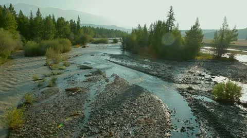 Flight over mountain river Stock Footage 12585562