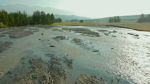 Flight over mountain river Stock Footage 12585686