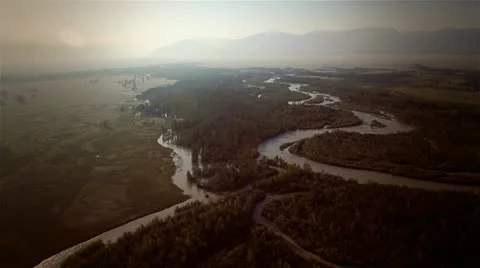 Flight over mountain river Stock Footage 12619815