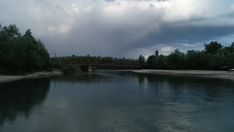 Flight over a mountain river Video stock 90494715