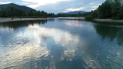 Flight over a mountain river Video stock 90494724