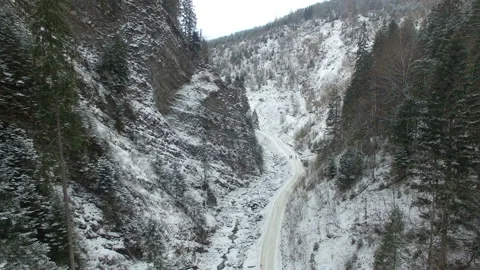 Flight over the mountain road Stock Footage 58891432