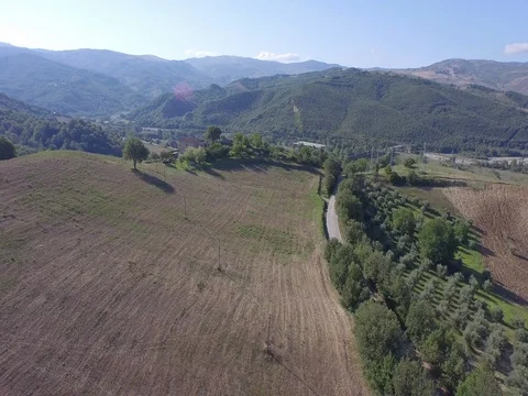 Flight over the mountain road Stock Footage 72169817