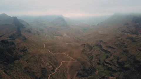 Flight over a mountain valley. Aerial view. Gran Canaria. Stock Footage 95312450