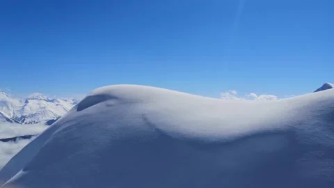 Flight over the mountains. Spring sun. Glare from the sun. Rose Peak. Sochi. Video stock 154338437